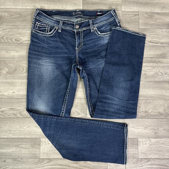 Silver Jeans Mid Rise Bootcut Suki Denim Jeans Dark Wash sz 14 - Picture 1 of 7